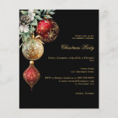 Zwarte rood gouden bedrijfs Kerstparty uitnodiging (Voorkant)