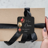 Zwarte rood gouden kerstballen klassieke kerst vierkante sticker