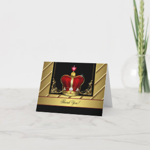 Zwarte Rood Gouden Kroon Koning Prins Bedankkaartj Bedankkaart