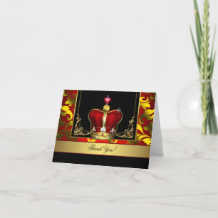 Zwarte Rood Gouden Kroon Koning Prins Bedankkaartj Bedankkaart