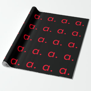 Zwarte Rood Monogram Initiaal Letter Modern Eenvou Cadeaupapier