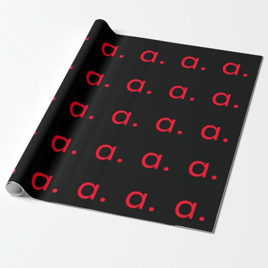 Zwarte Rood Monogram Initiaal Letter Modern Eenvou Cadeaupapier (Uitgerold)