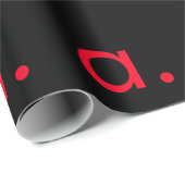 Zwarte Rood Monogram Initiaal Letter Modern Eenvou Cadeaupapier (Rol Hoek)