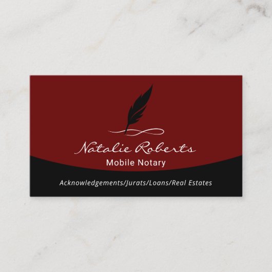 Zwarte Rood Quill-Logo met lade Visitekaartje (Voorkant)