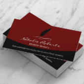 Zwarte Rood Quill-Logo met lade Visitekaartje