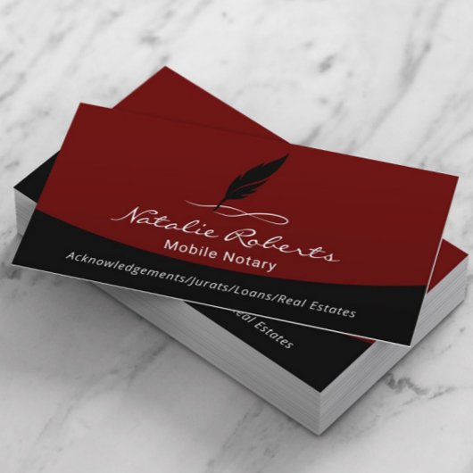 Zwarte Rood Quill-Logo met lade Visitekaartje