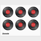 Zwarte Rood Rock And Roll Monogram Naam Vinylplaat Ronde Sticker (Vel)