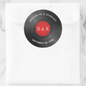 Zwarte Rood Rock And Roll Monogram Naam Vinylplaat Ronde Sticker (Tas)