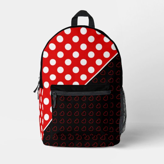 Zwarte rood-witte rugzak voor meisjes (Voorkant)