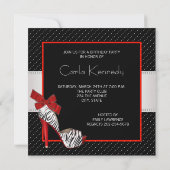 Zwarte Rood Zebra Verjaardagsfeest Uitnodigingen (Achterkant)