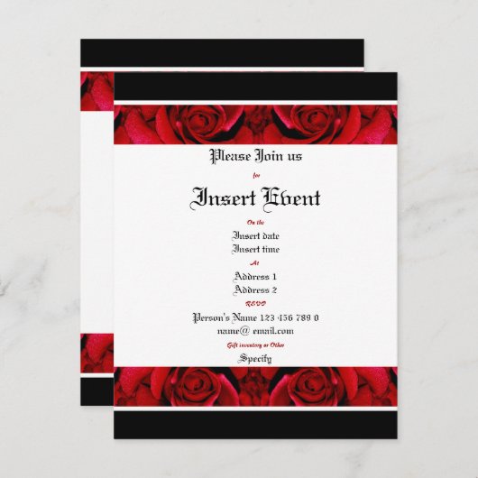 Zwarte roodroos kaart (Voorkant / Achterkant)