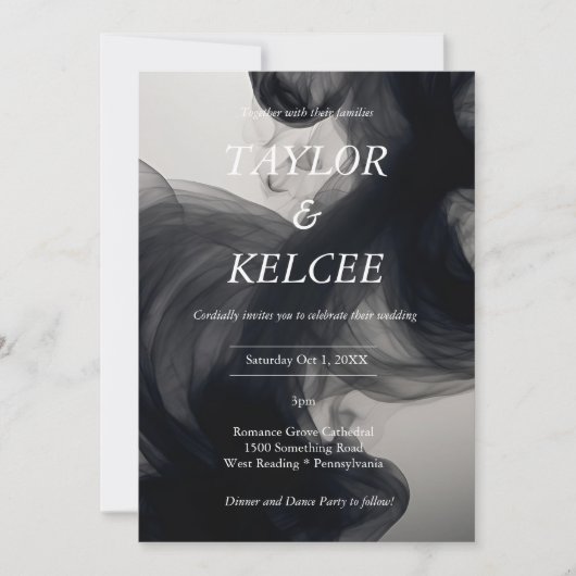 Zwarte rook  bruiloft kaart (Voorkant)