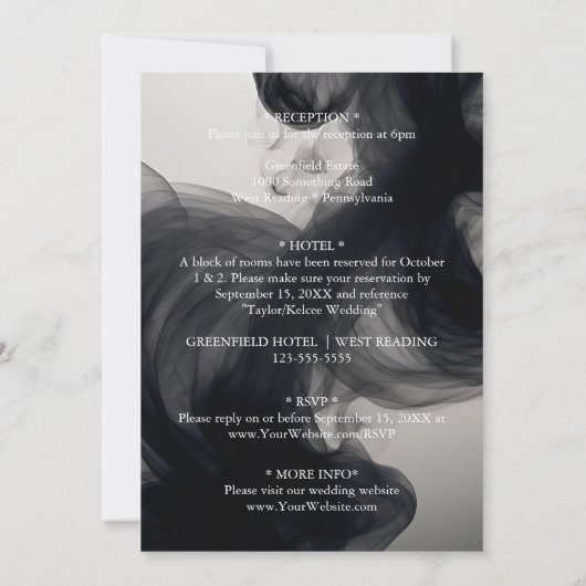 Zwarte rook bruiloft kaart (Achterkant)