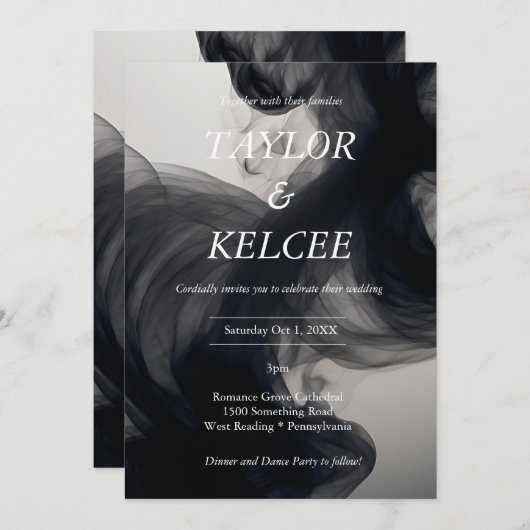 Zwarte rook  bruiloft kaart (Voorkant / Achterkant)