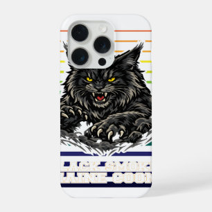 Zwarte Rook Maine Coon Kat Felle Mascotte Kunst iPhone 15 Pro Case