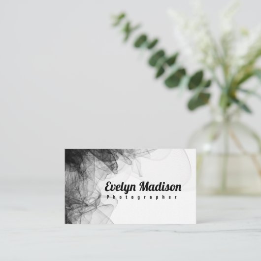 Zwarte rookachtergrond 678 visitekaartje (Staand voorkant)