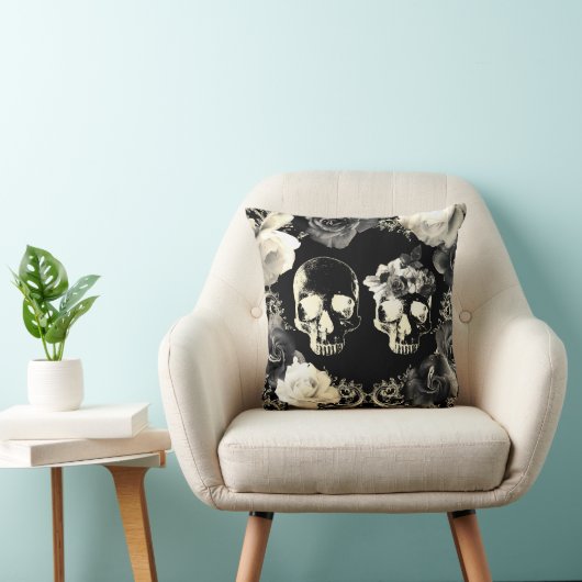 Zwarte roomgrijs skelet kussen (Stoel)