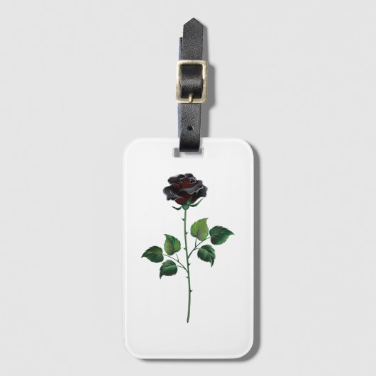 Zwarte roos bloem bagagelabel (Voorkant (verticaal))