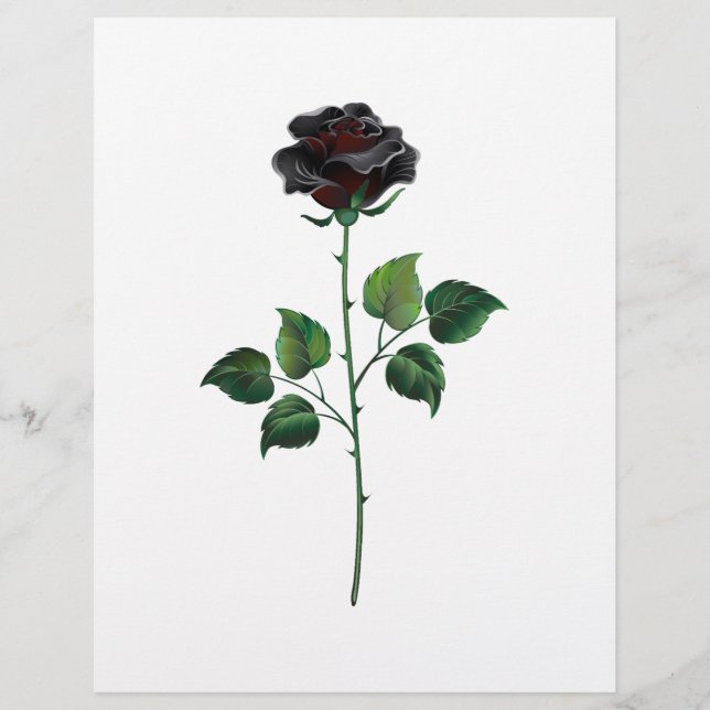 Zwarte roos bloem briefhoofd (Voorkant)