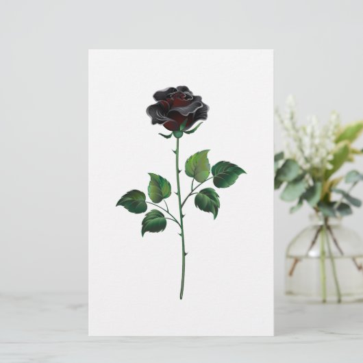Zwarte roos bloem briefpapier (Staand voorkant)