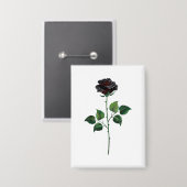 Zwarte roos bloem button (Voorkant / Achterkant)