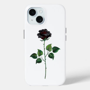 Zwarte roos bloem iPhone 15 case