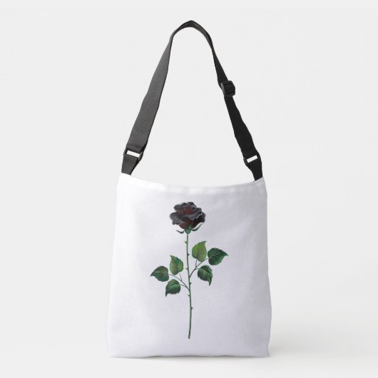 Zwarte roos bloem crossbody tas (Voorkant)