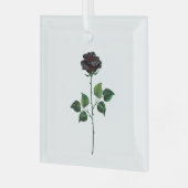 Zwarte roos bloem glas ornament (Voorkant links)