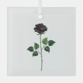 Zwarte roos bloem glas ornament (Voorkant)