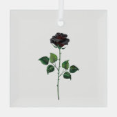 Zwarte roos bloem glas ornament (Achterkant)