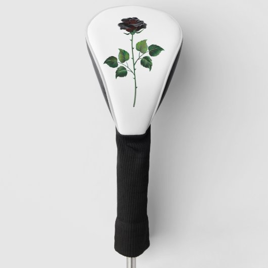 Zwarte roos bloem golfheadcover (Voorkant)