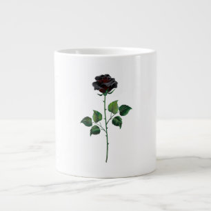 Zwarte roos bloem grote koffiekop