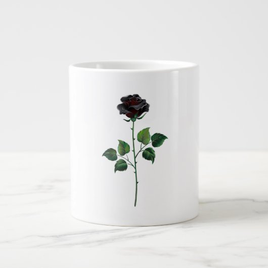 Zwarte roos bloem grote koffiekop (Voorkant)