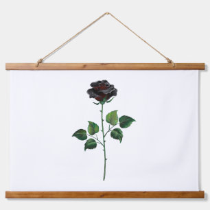 Zwarte roos bloem hangend wandkleed