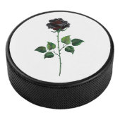 Zwarte roos bloem hockey puck (3/4)
