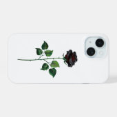 Zwarte roos bloem iPhone 15 case (Achterkant horizontaal)
