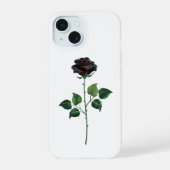 Zwarte roos bloem iPhone 15 case (Achterkant)