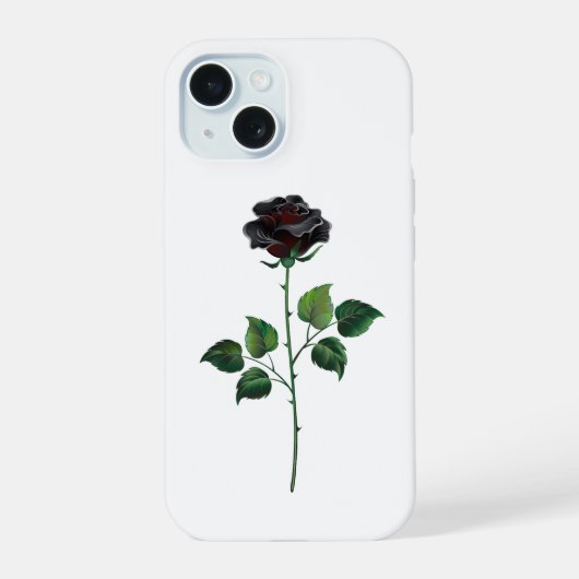 Zwarte roos bloem iPhone 15 case (Achterkant)