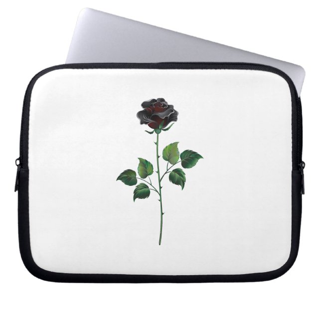 Zwarte roos bloem laptop sleeve (Voorkant)