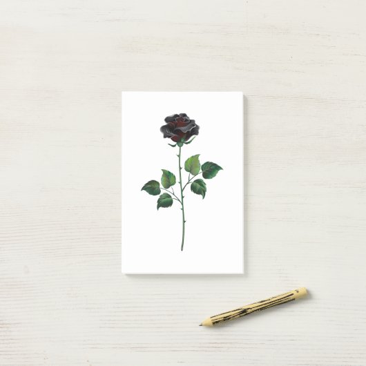 Zwarte roos bloem post-it® notes (Op bureau)