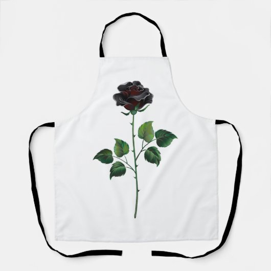 Zwarte roos bloem schort (Voorkant)