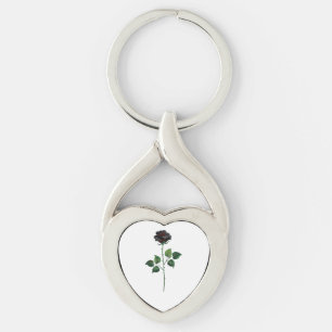 Zwarte roos bloem sleutelhanger