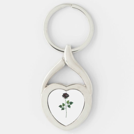 Zwarte roos bloem sleutelhanger (Voorkant)