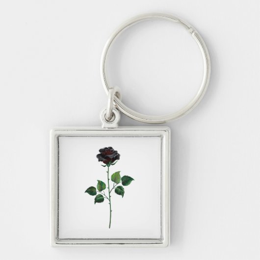 Zwarte roos bloem sleutelhanger (Voorkant)