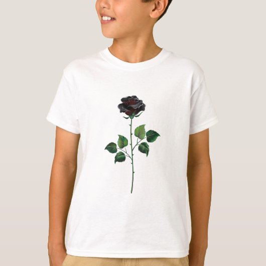 Zwarte roos bloem t-shirt (Voorkant)