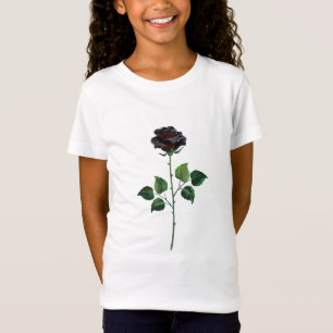 Zwarte roos bloem t-shirt