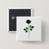 Zwarte roos bloem vierkante button 5,1 cm (Voorkant /achterkant)