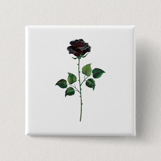 Zwarte roos bloem vierkante button 5,1 cm (Voorkant)
