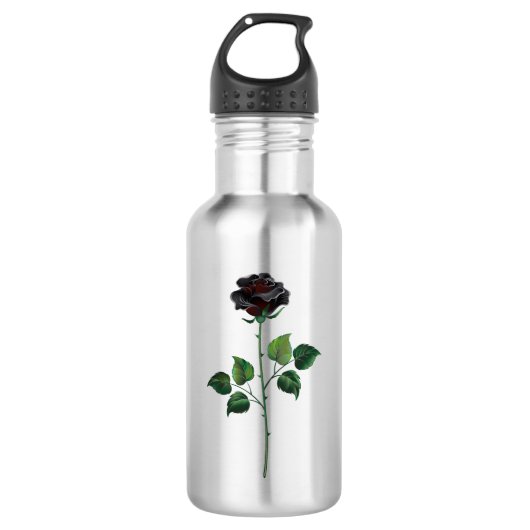 Zwarte roos bloem waterfles (Voorkant)