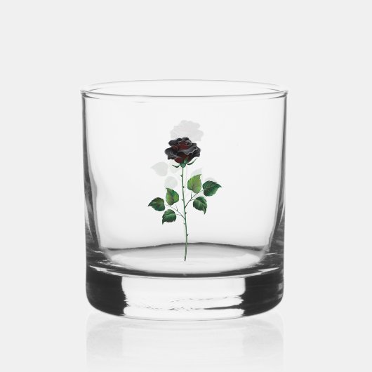 Zwarte roos bloem whisky glas (Voorkant)